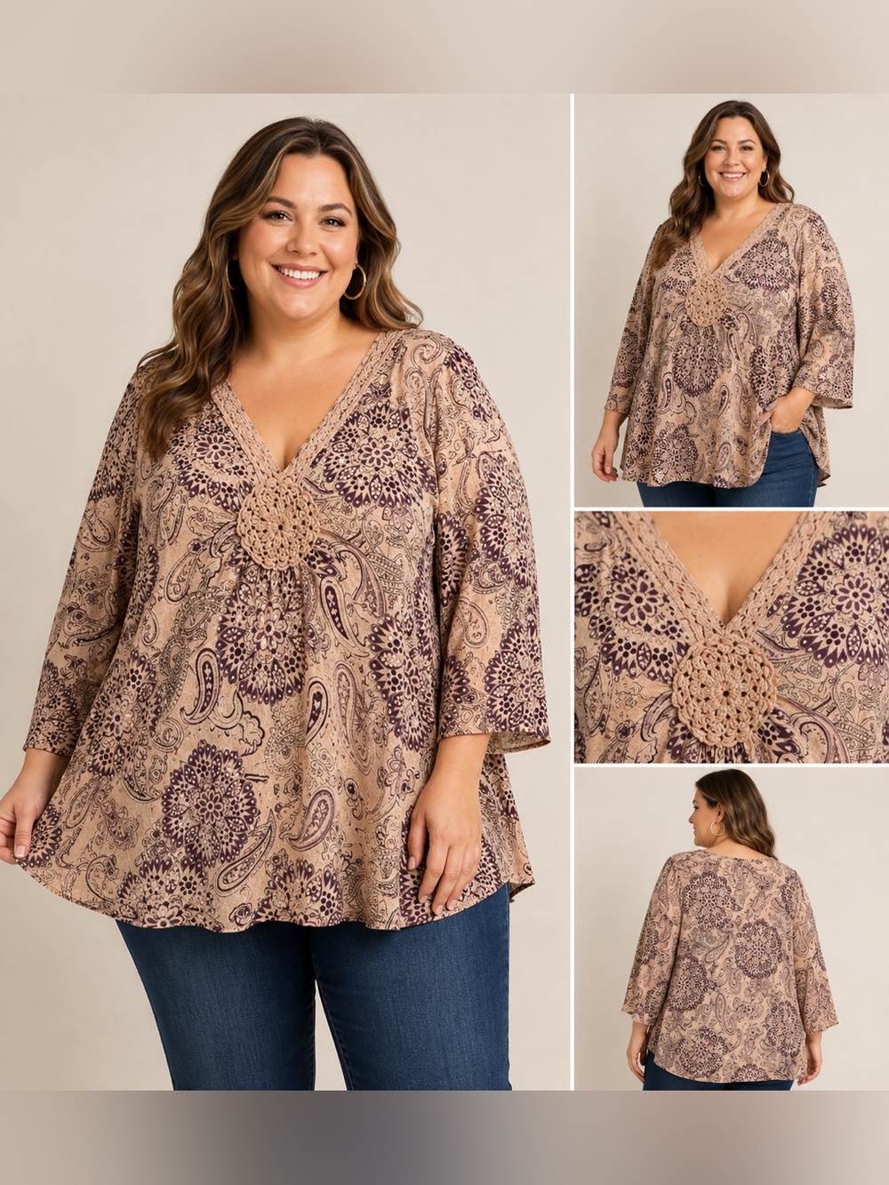 Vintage Boho Just Class Brand Cotton Tunic Top Size 18/20 Made in India